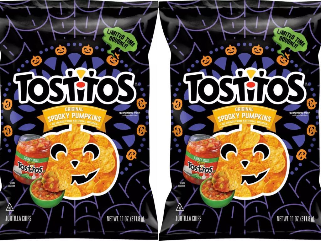 2 bags of Tostitos Spooky Pumpkins