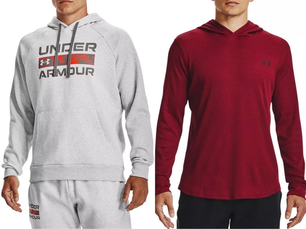 under armour men's hoodies in white and red