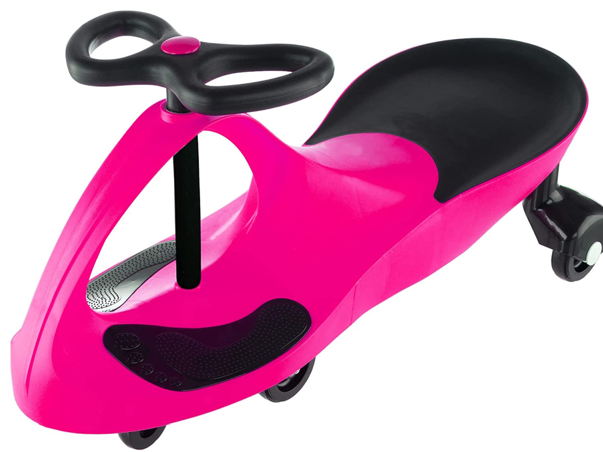 stock image of a pink and black Wiggle Car Ride On Toy