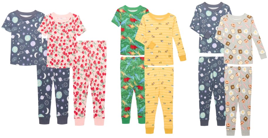 Wonder Nation Toddler 2-Piece Short-Sleeve Pajama Set 2-Pack, 2-Piece Short- and Long-Sleeve Pajama Set 2-Pack, Long-Sleeve 2-Piece Pajama Set 2-Pack