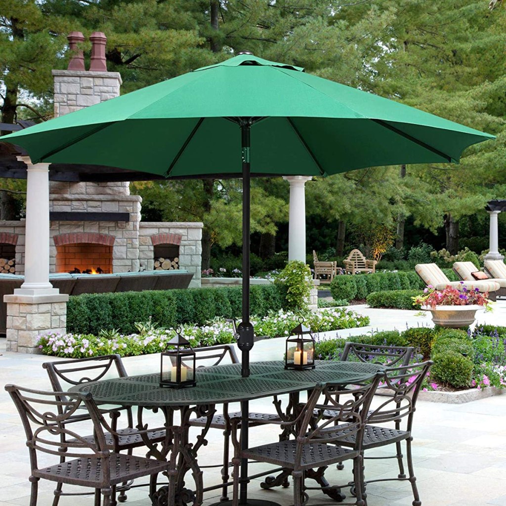 patio umbrella with a table