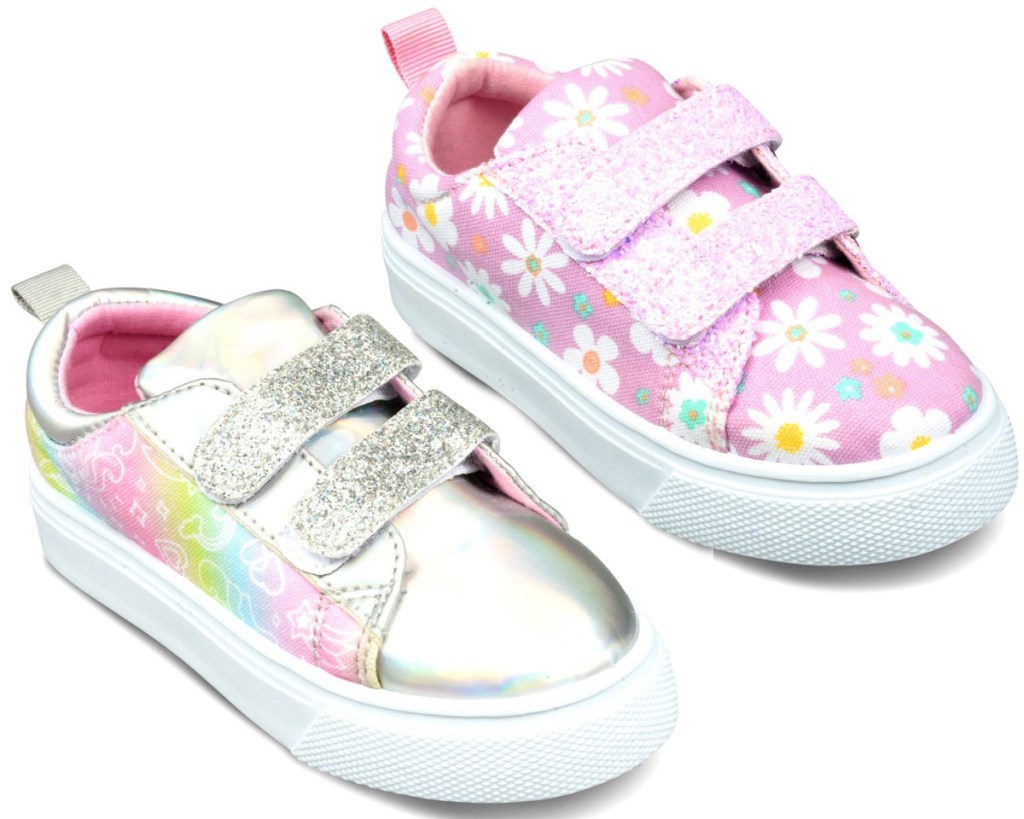 floral and glittery sneakers