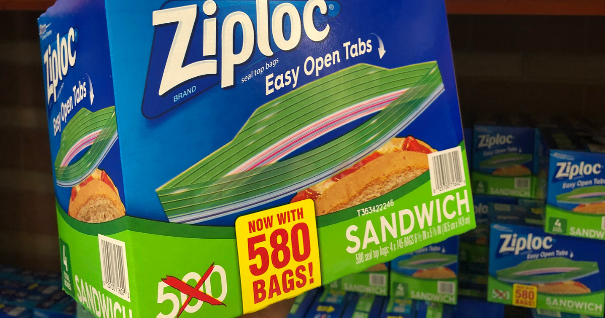 Ziploc Easy Open Tabs Sandwich Bags 580, 145 Count (Pack of 4)