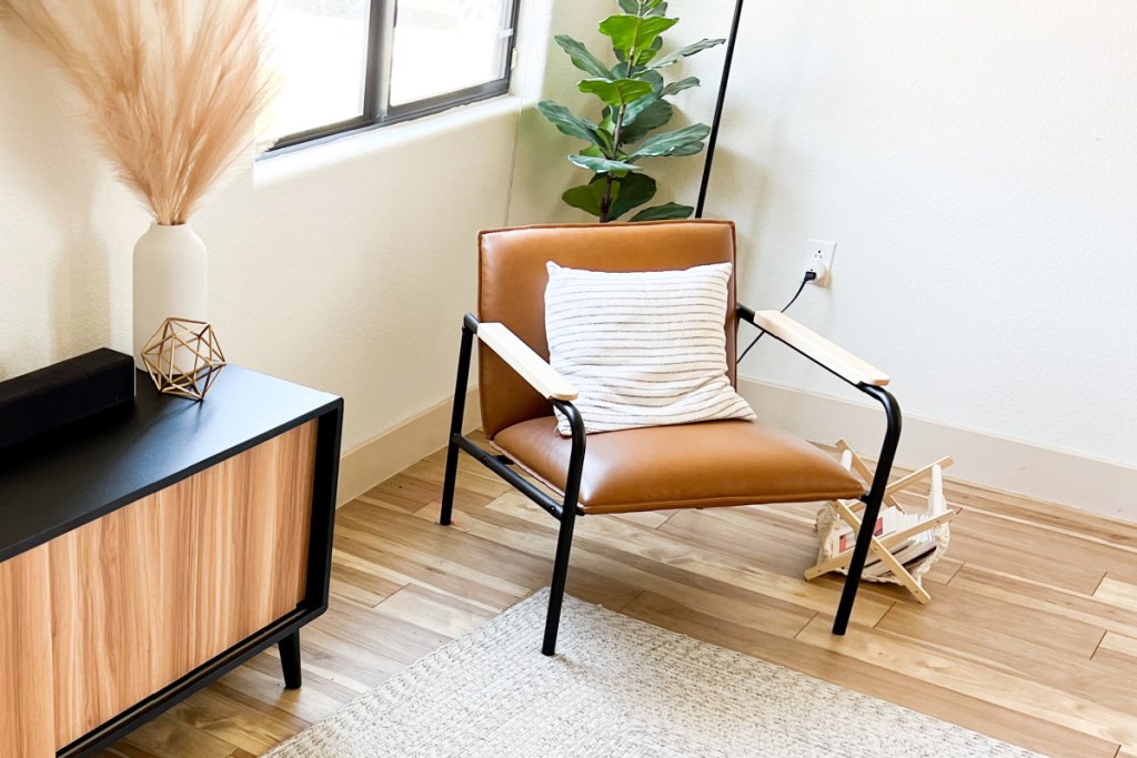 mid century modern chair in camel