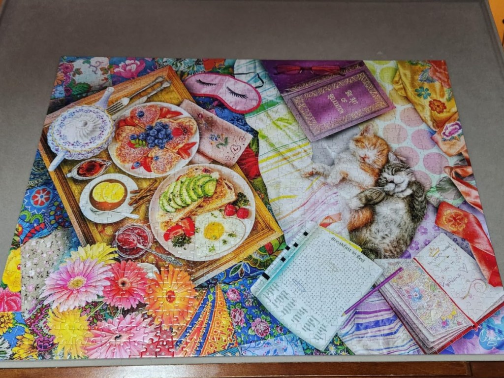 completed puzzle on table 
