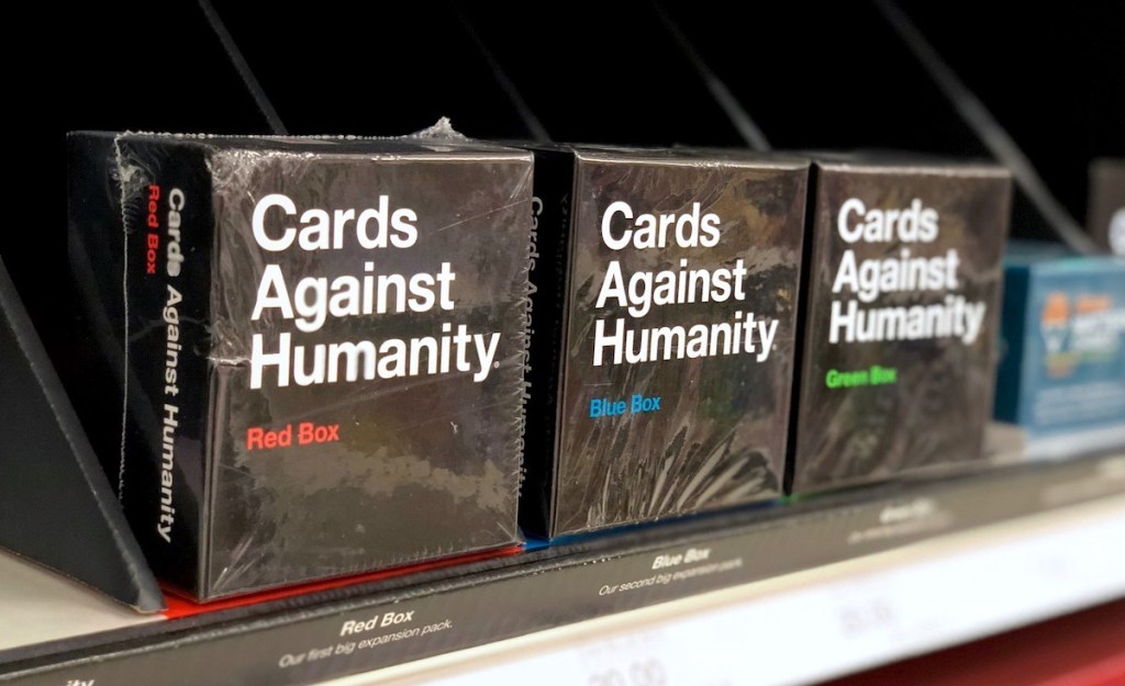 cards against humanity expansions packs on store shelf