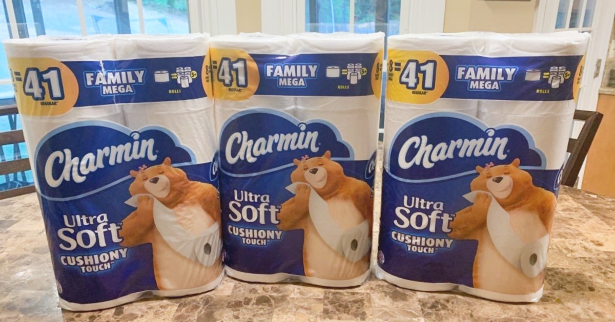 3 packages of Charmin toilet paper