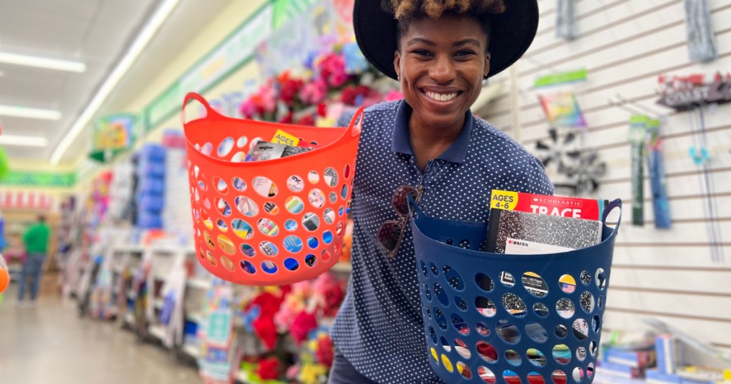 woman holding baskets