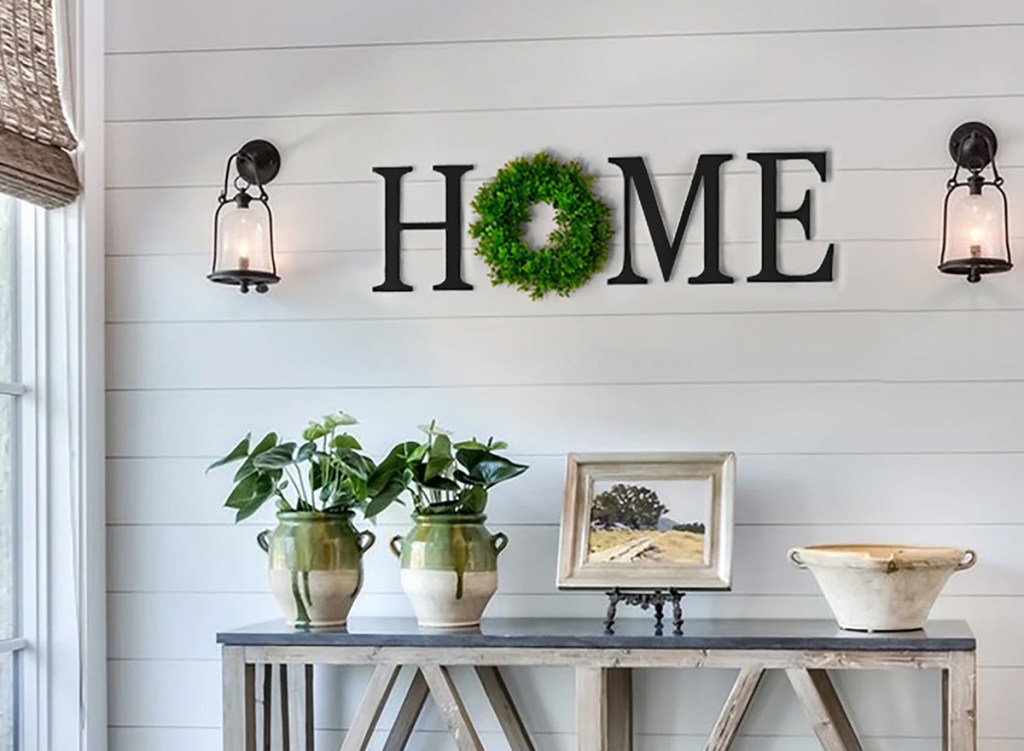 etsy wooden letters on wall spelling "home"