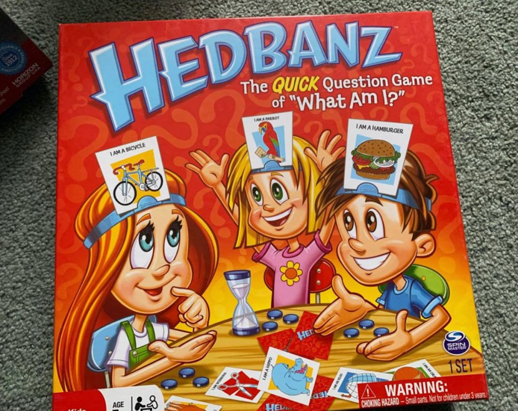 headbandz board game box sitting on carpet