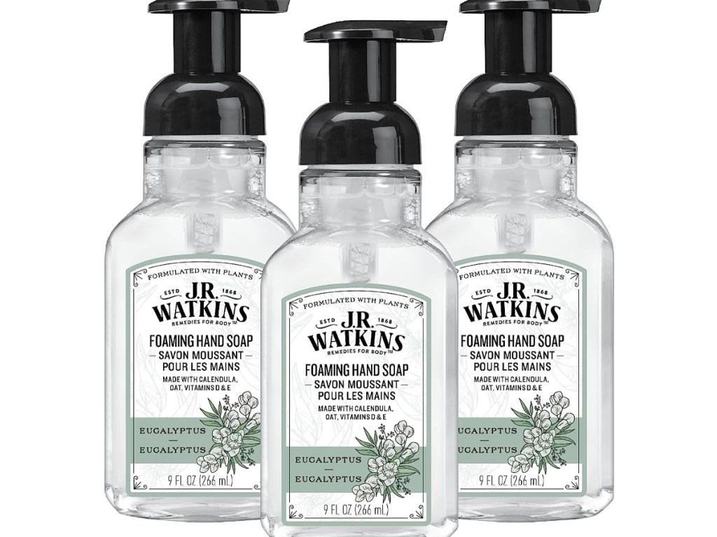 three jr watkins eucalyptus soap bottles