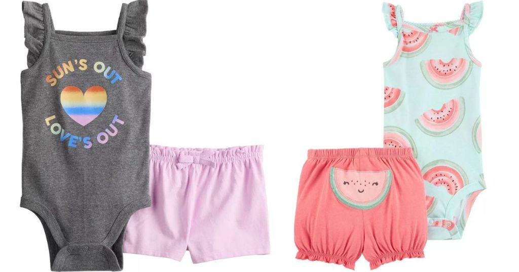 suns out loves out heart girls clothing set and watermelon girls clothing set