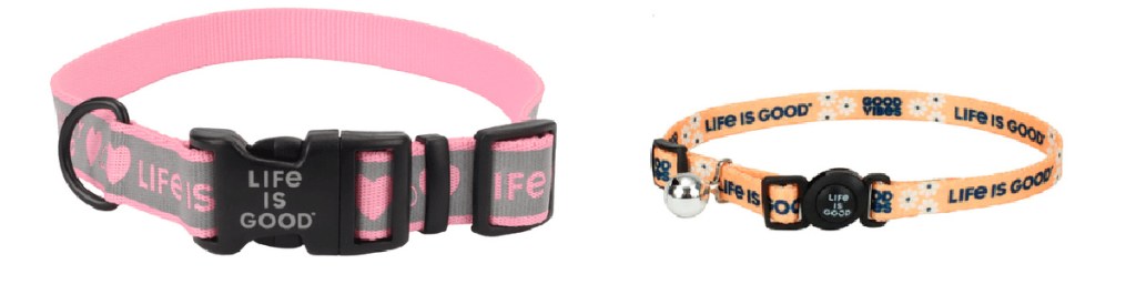 pink and yellow collars