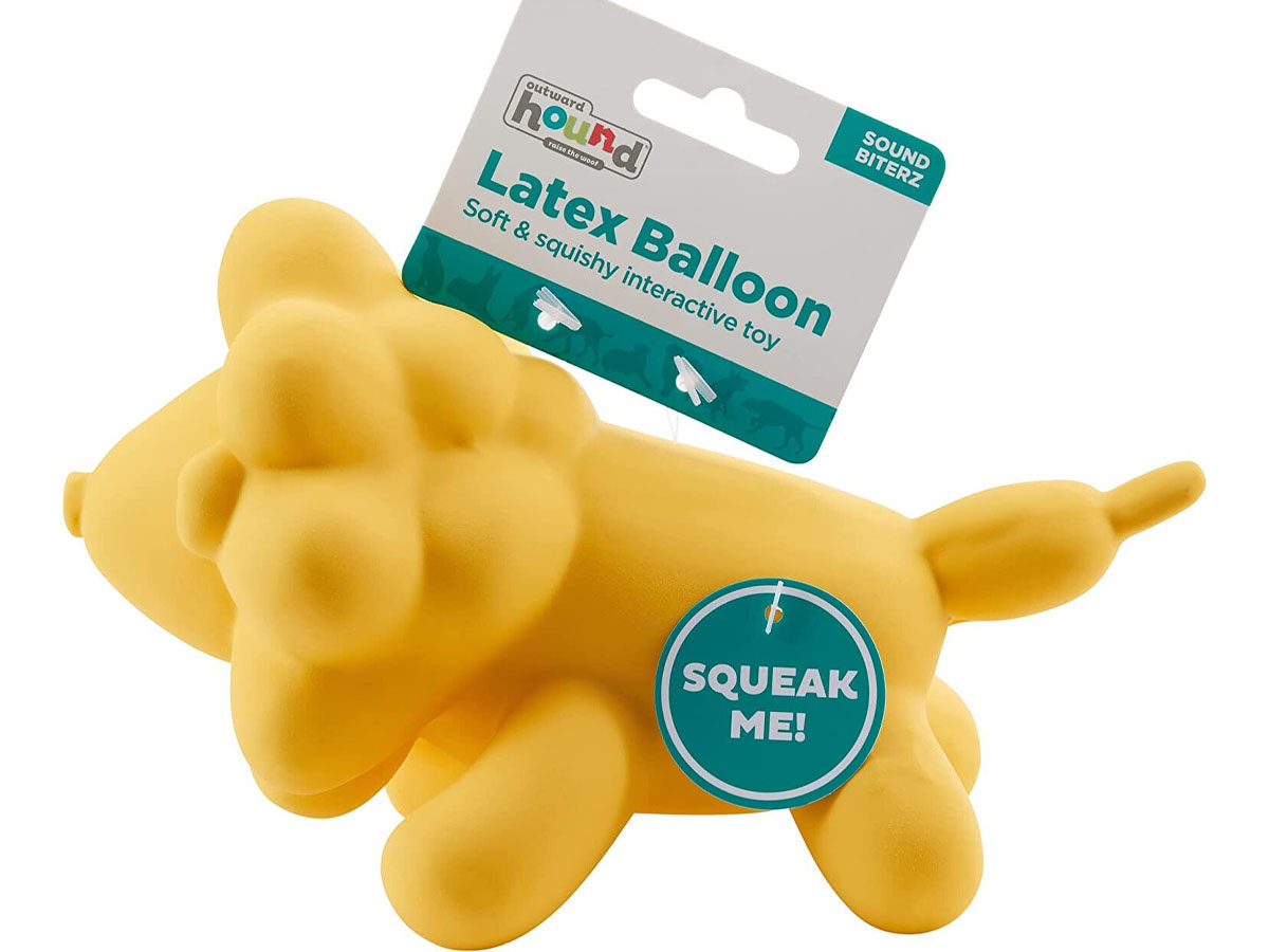 yellow lion squeaky dog toy