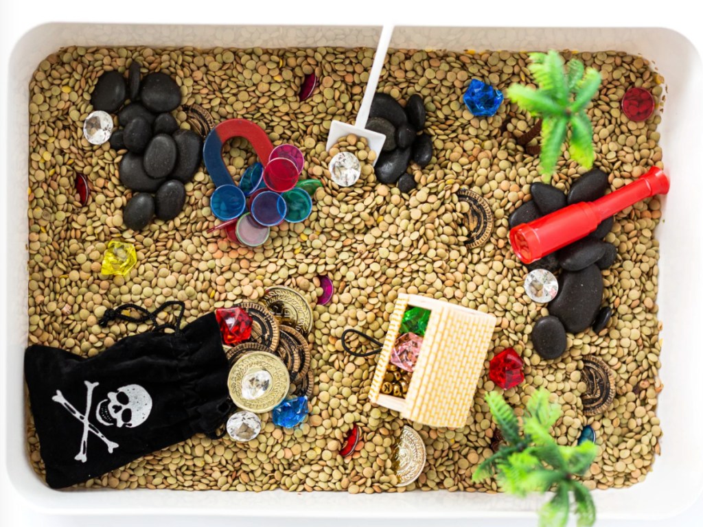 pirate themed sensory bin