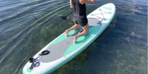 Inflatable Stand-Up Paddle Board Set Only $199.99 Shipped (Reg. $600!) | Includes Kayak Seat, Storage Backpack, & More