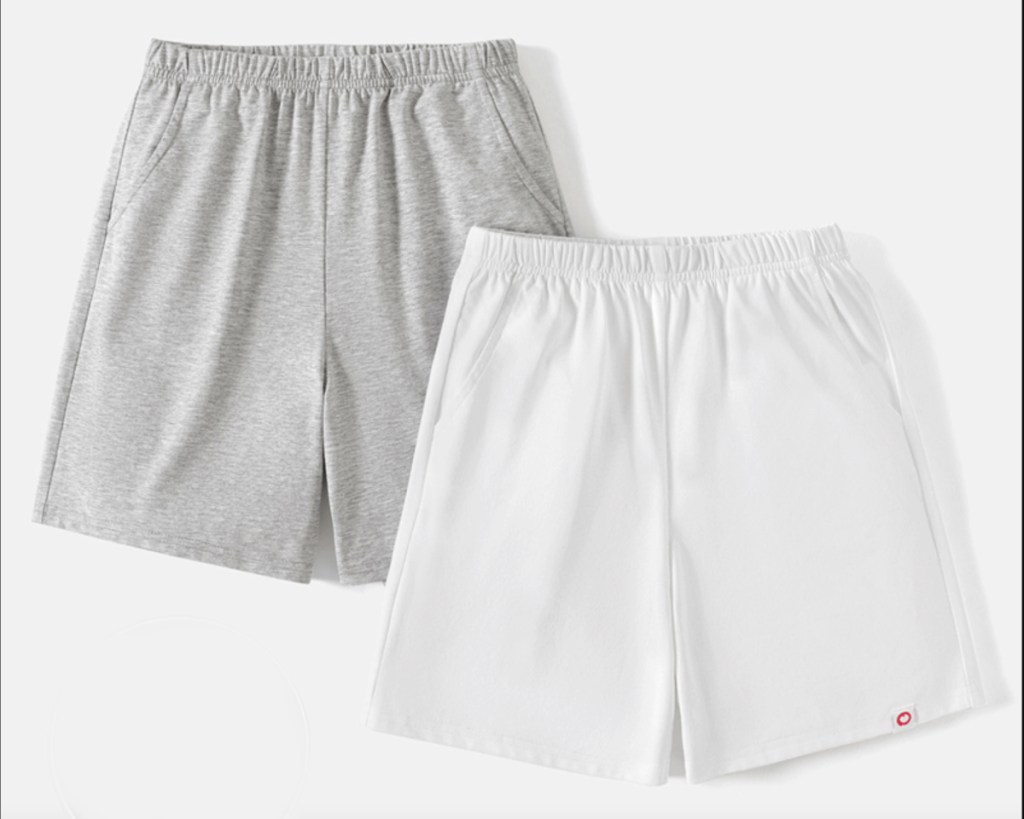 gray and white kids shorts