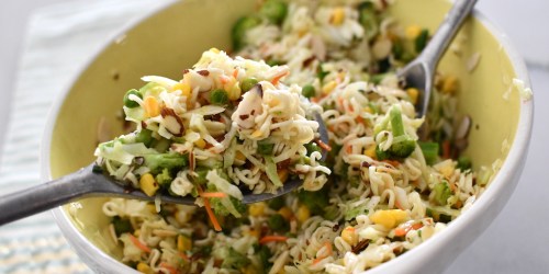This Dump and Done Ramen Noodle Salad is a Potluck Winner!
