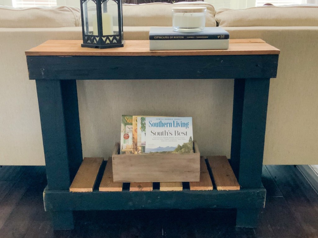 black and tan console table