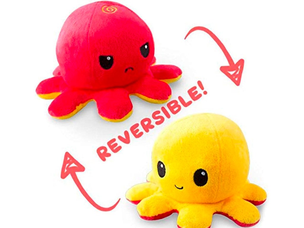 red and yellow octopus plushes