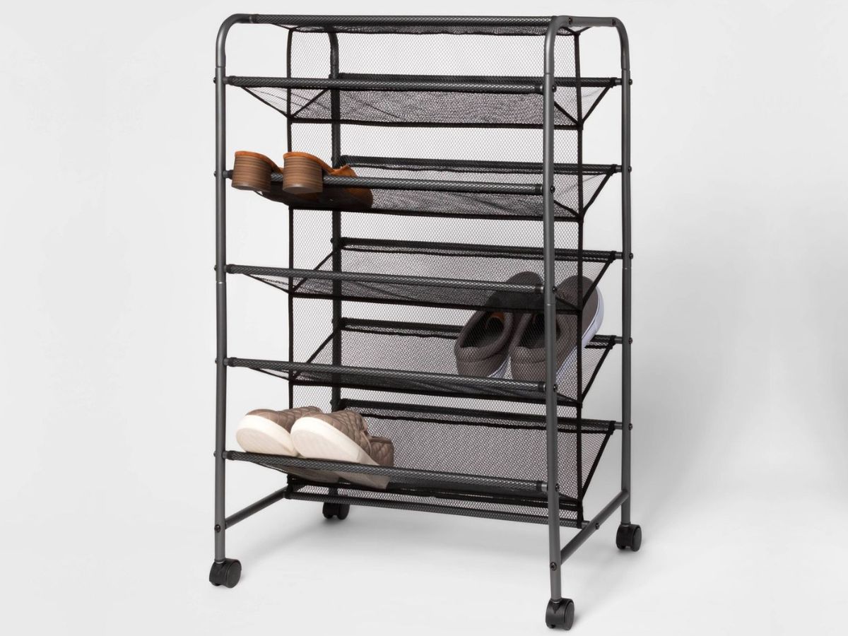 Room essentials hot sale rolling shoe rack