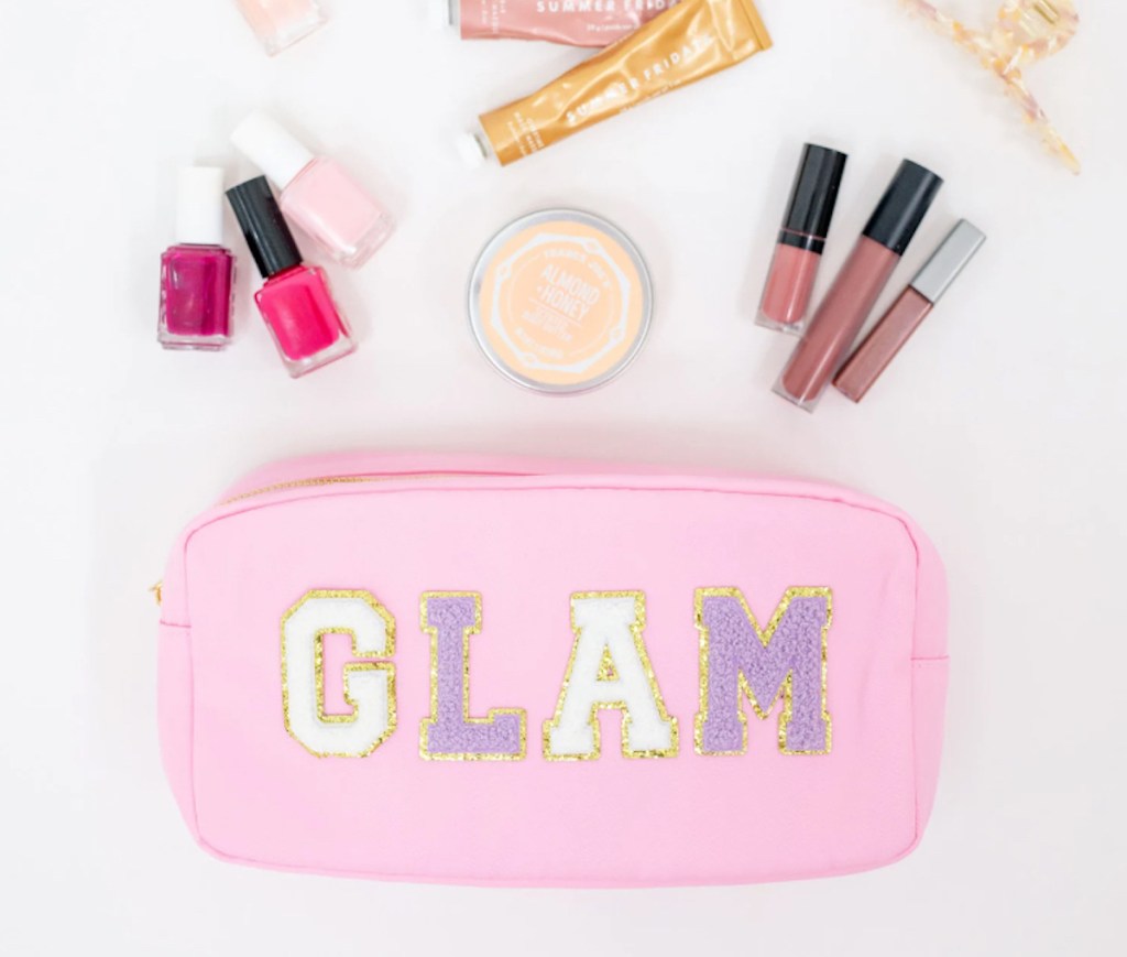 glam pink stoney clover dupes customized pouch bag