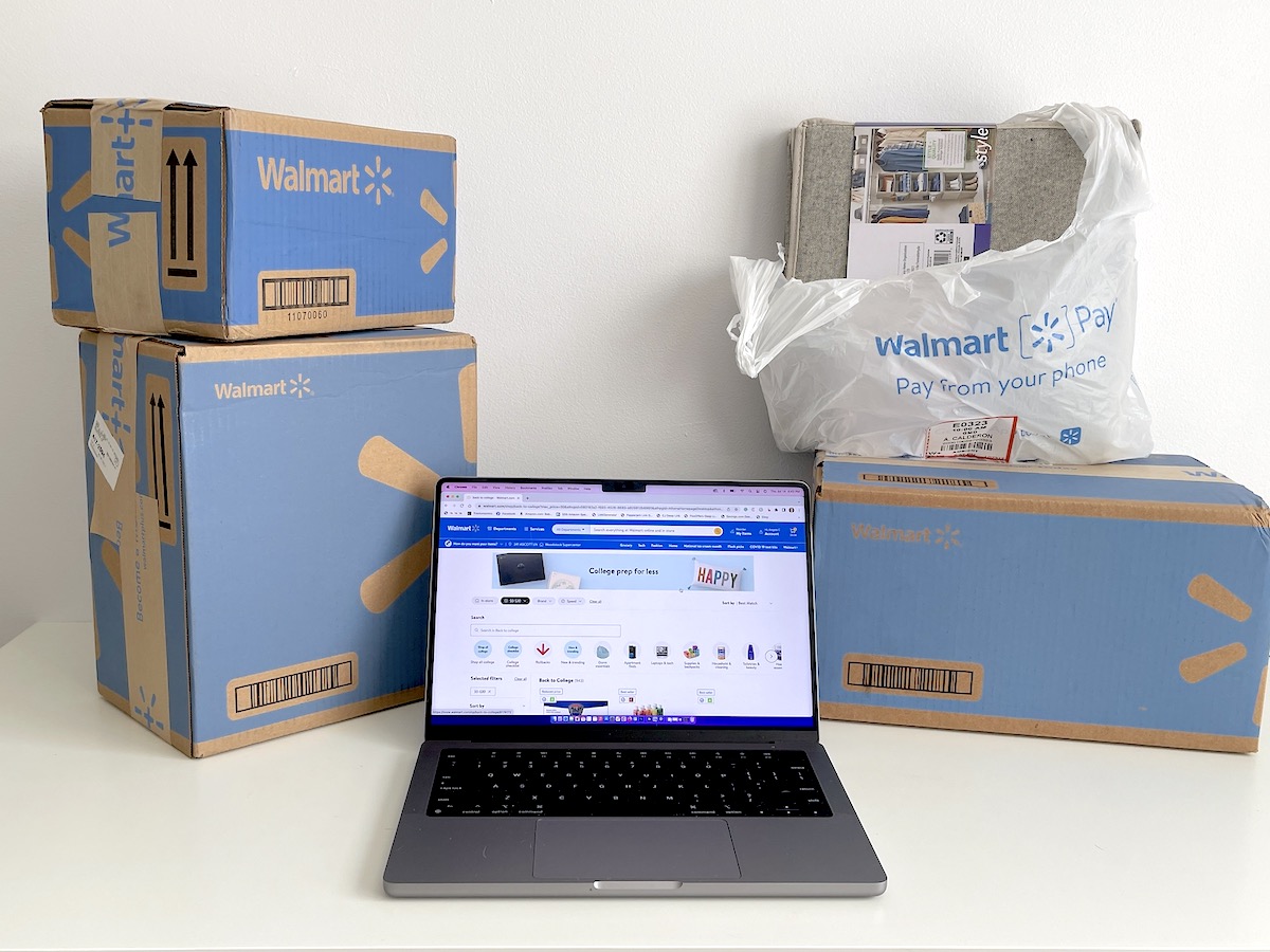 walmart shipping boxes with dorm room ideas and products