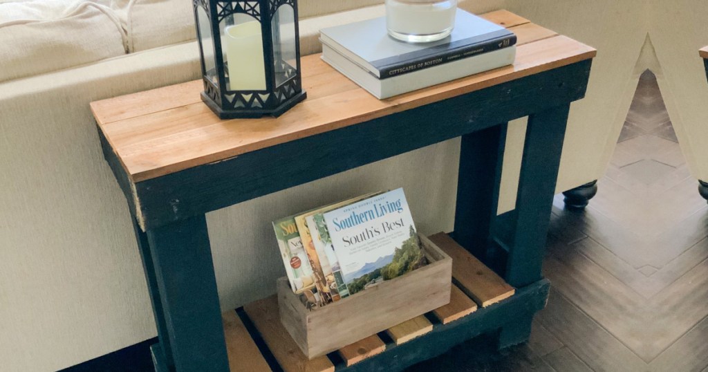 black reclaimed wood console table