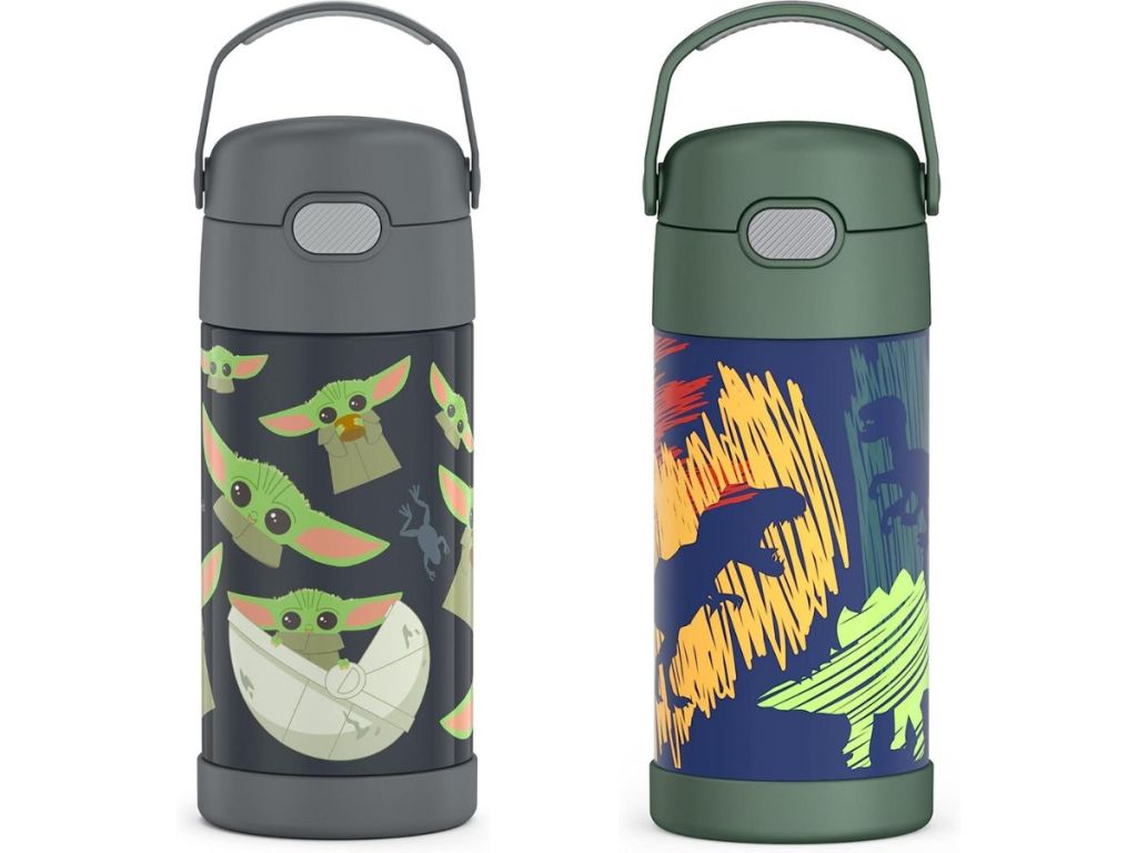 Thermos FUNtainer Kids Stainless Steel Water Bottles Grogo The Mandalorian, Dinosaurs 