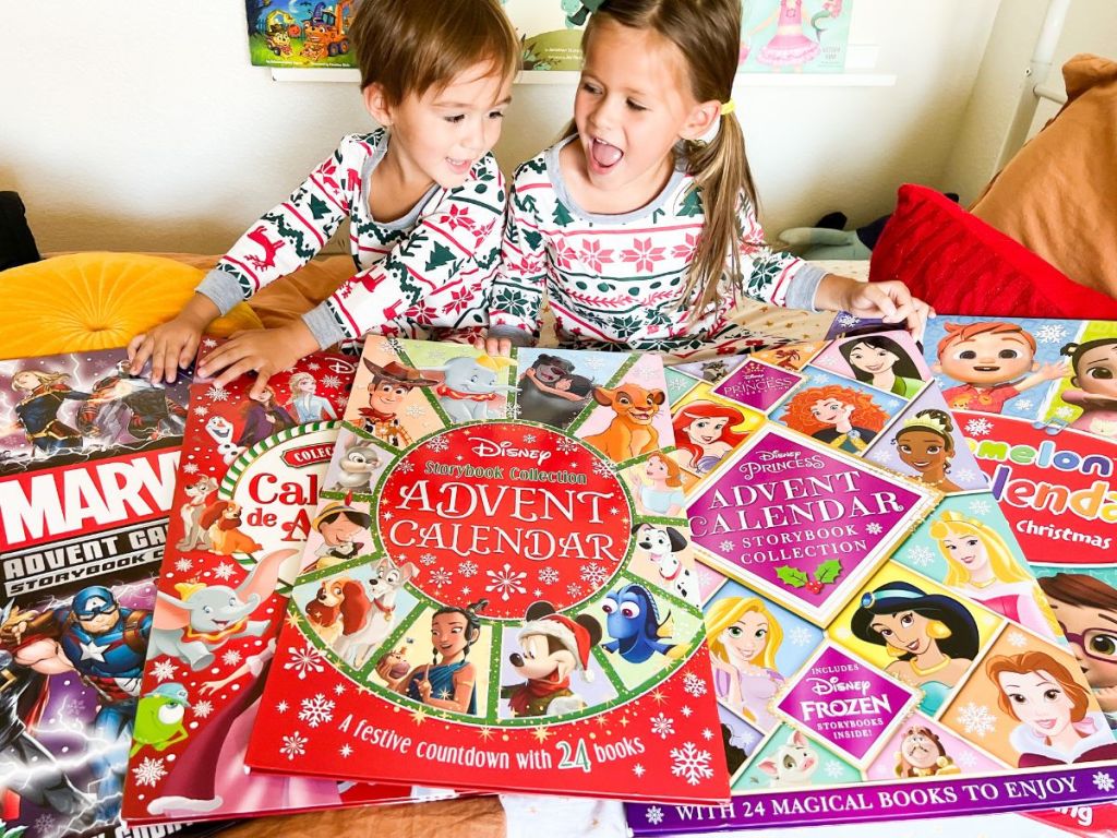 kids holding advent calendars