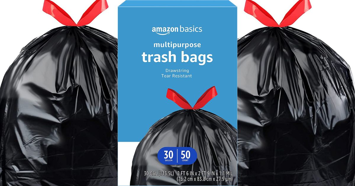 Amazon Basics 30Gallon Trash Bags 50Count Just 14 Shipped + 20 Off