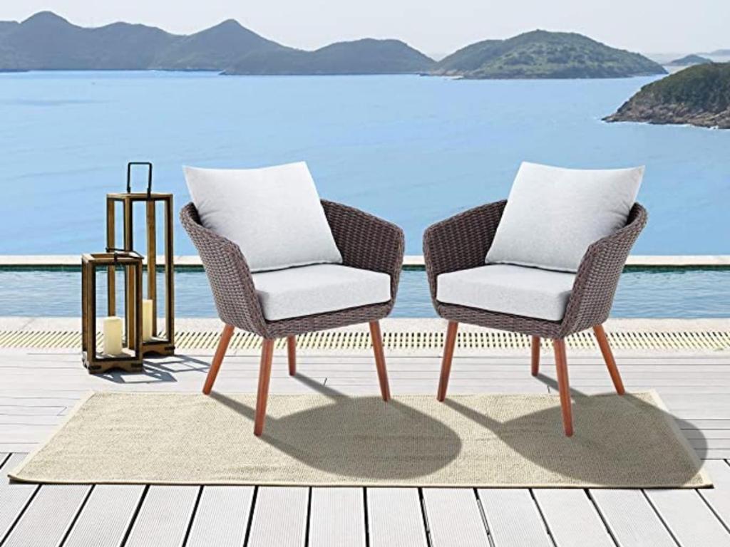 Alaterre Athens Brown All-Weather Wicker Outdoor Lounge Chairs 2-Pack