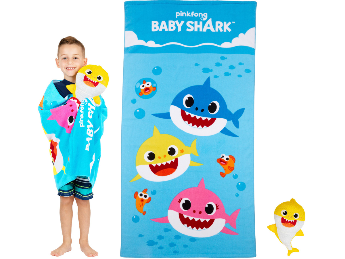 Kids Hooded Towels & Loofah Sets Only 9.98 on Baby Shark