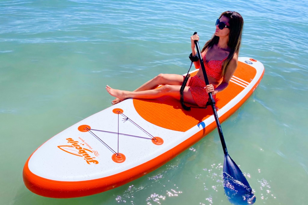 Jiubenju Inflatable Stand-Up Paddle Board w/ Kayak Seat
