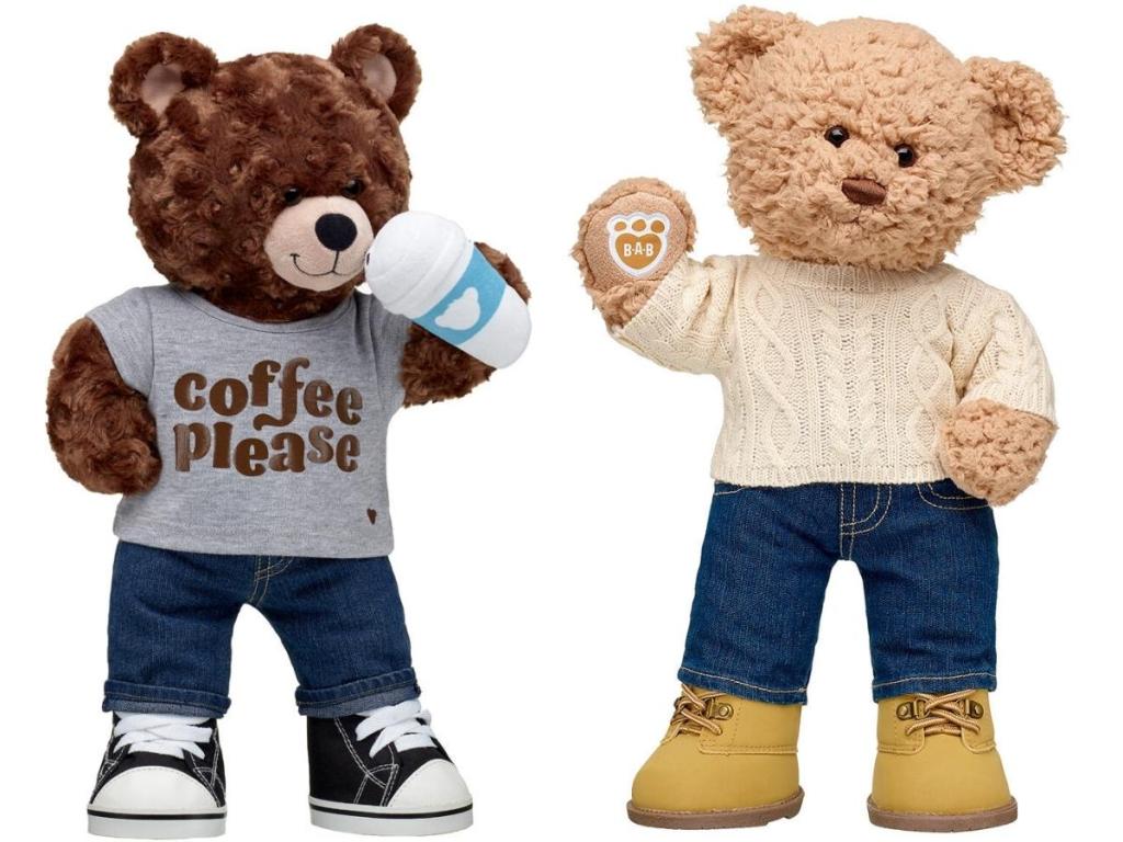 fall themed build a bear teddy bears with coffee and sweater