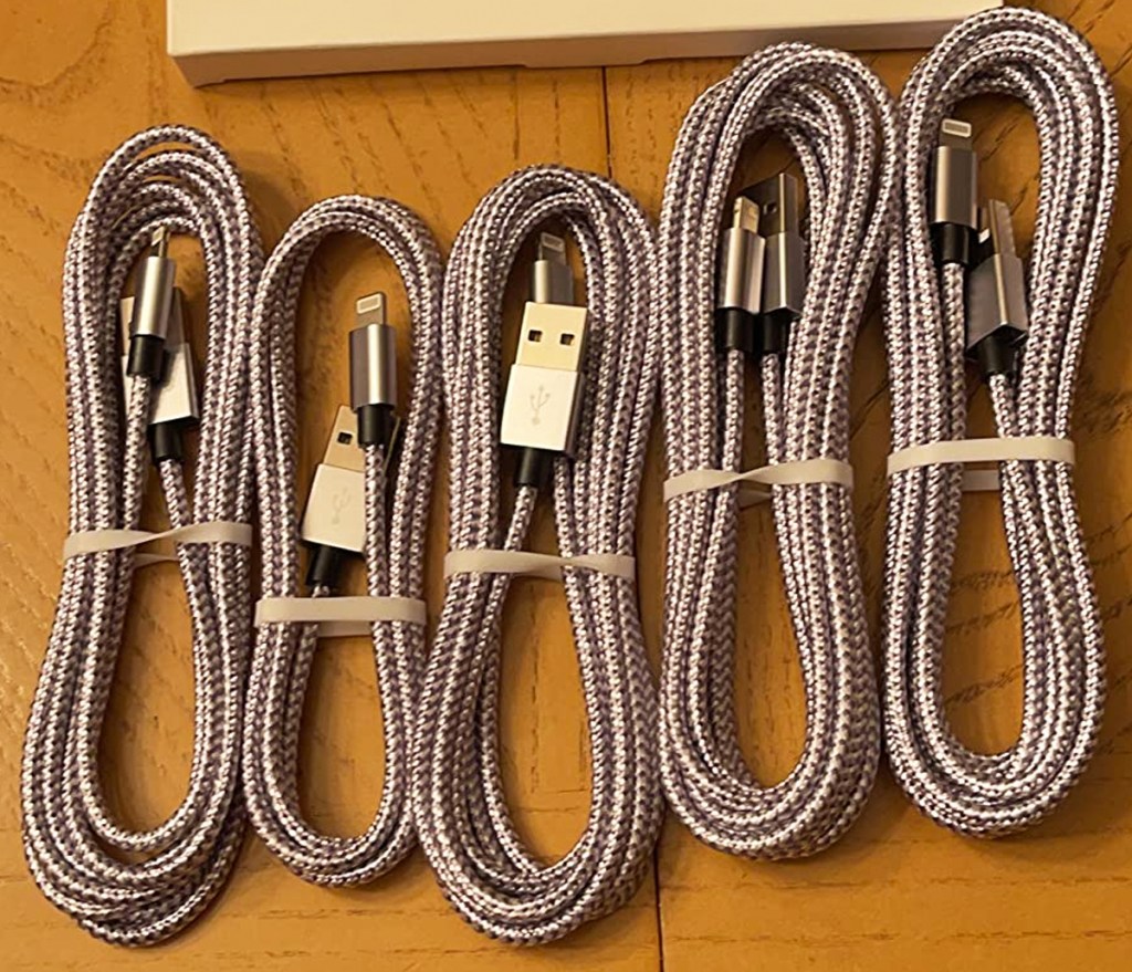 set of silver charging cables