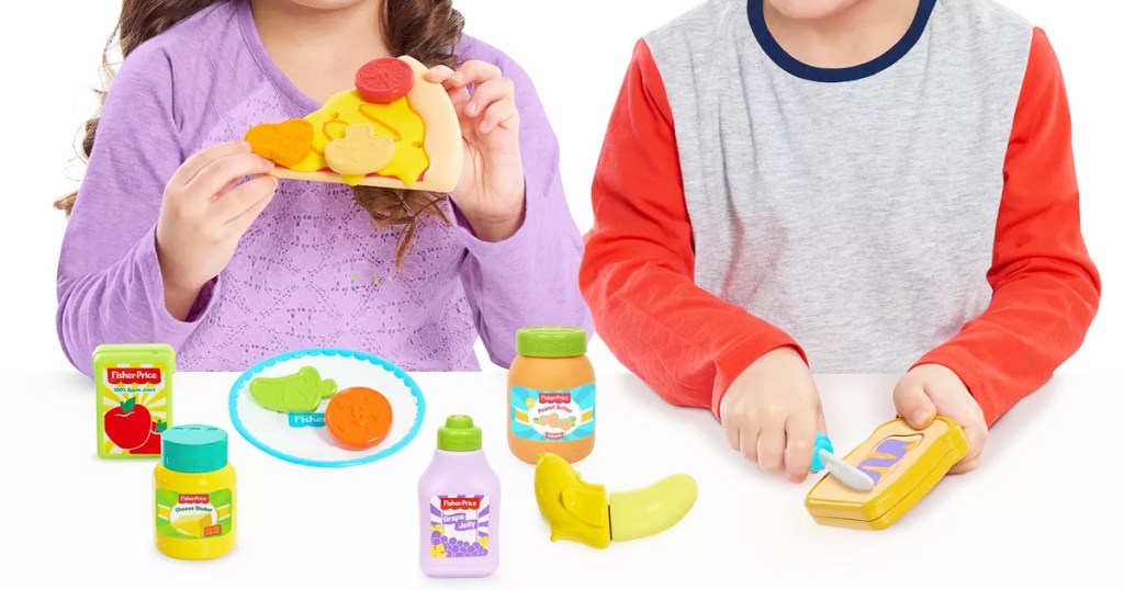 kids playing with Fisher-Price Play Food Set