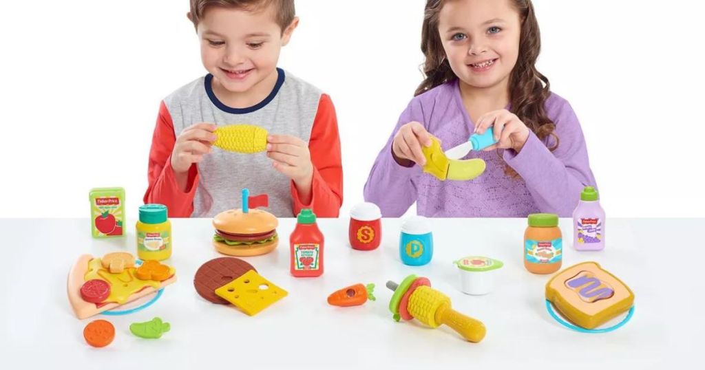 kids playing with Fisher-Price Play Food