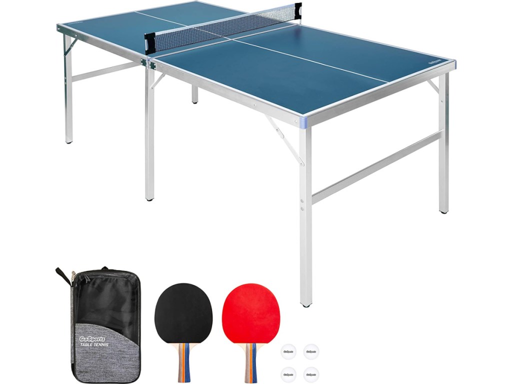 GoSports Mid-Size Indoor/Outdoor Table Tennis Game Set in Blue