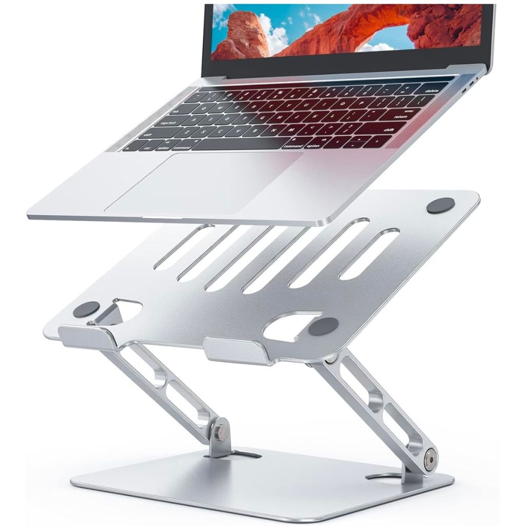aluminum adjustable laptop stand extended to show height