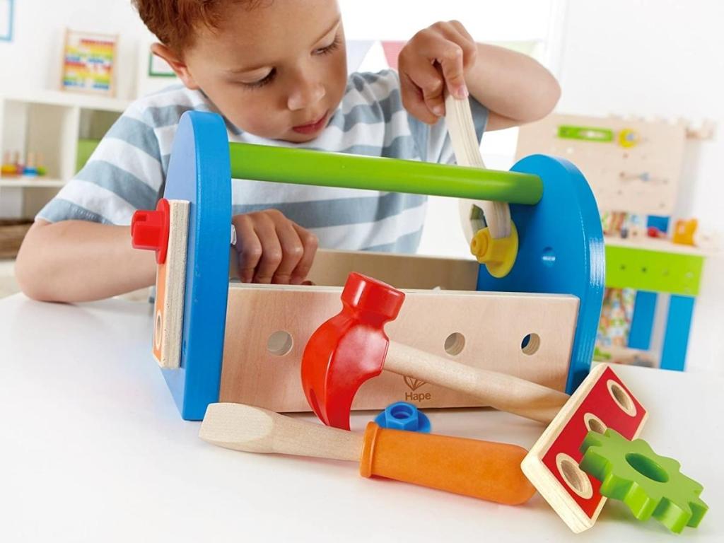 Hape Fix It Kids Wooden Tool Box and Accessory Play Set