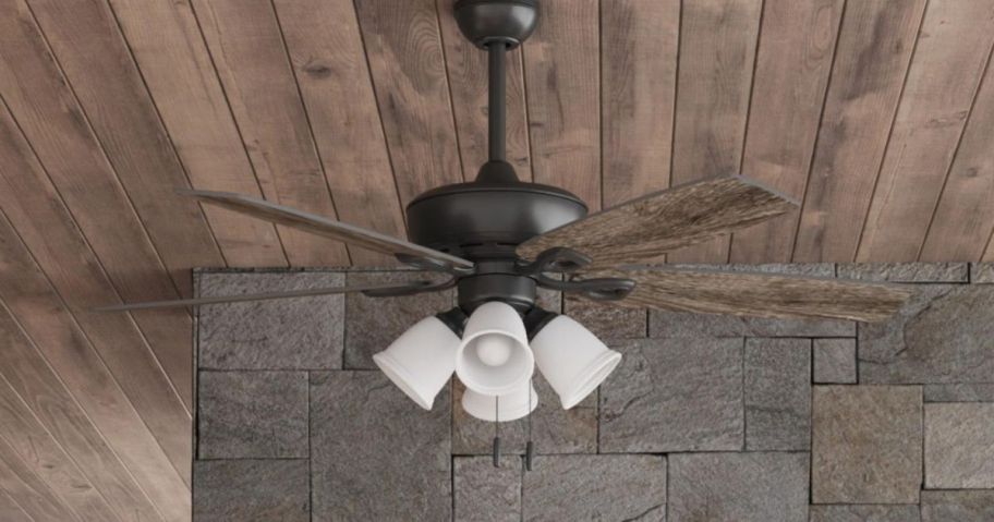 Harbor Breeze Notus 52-in Bronze Indoor Downrod or Flush Mount Ceiling Fan with Light