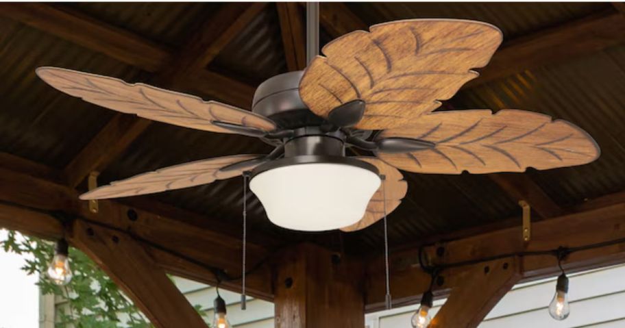 Harbor Breeze Waveport 52-in Aged Bronze IndoorOutdoor Downrod or Flush Mount Ceiling Fan with Light