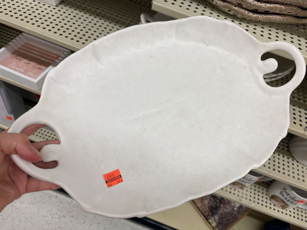 large serving dish tray with handles