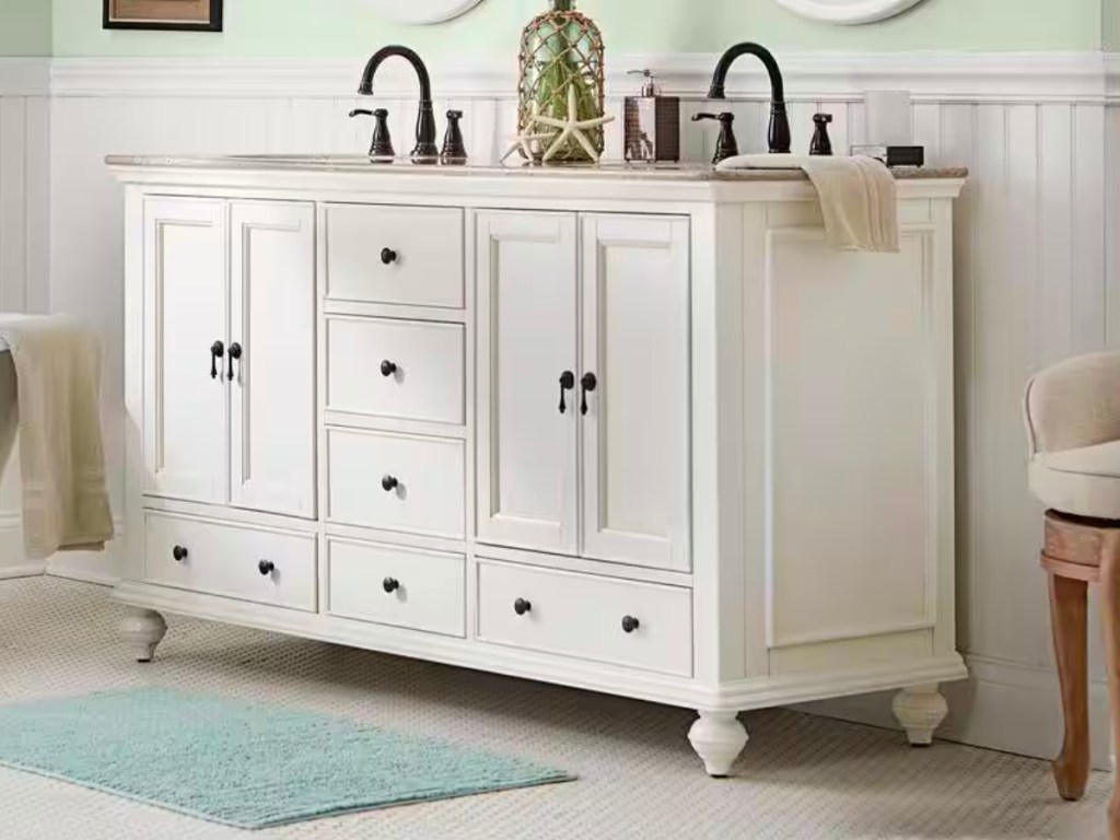 Home Decorators Collection Newport 61x21.5 Double Bath Vanity in Ivory w/ Granite Vanity Top