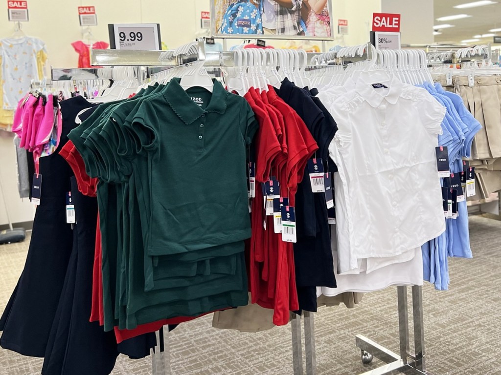 display of girls uniform polos in Kohl's