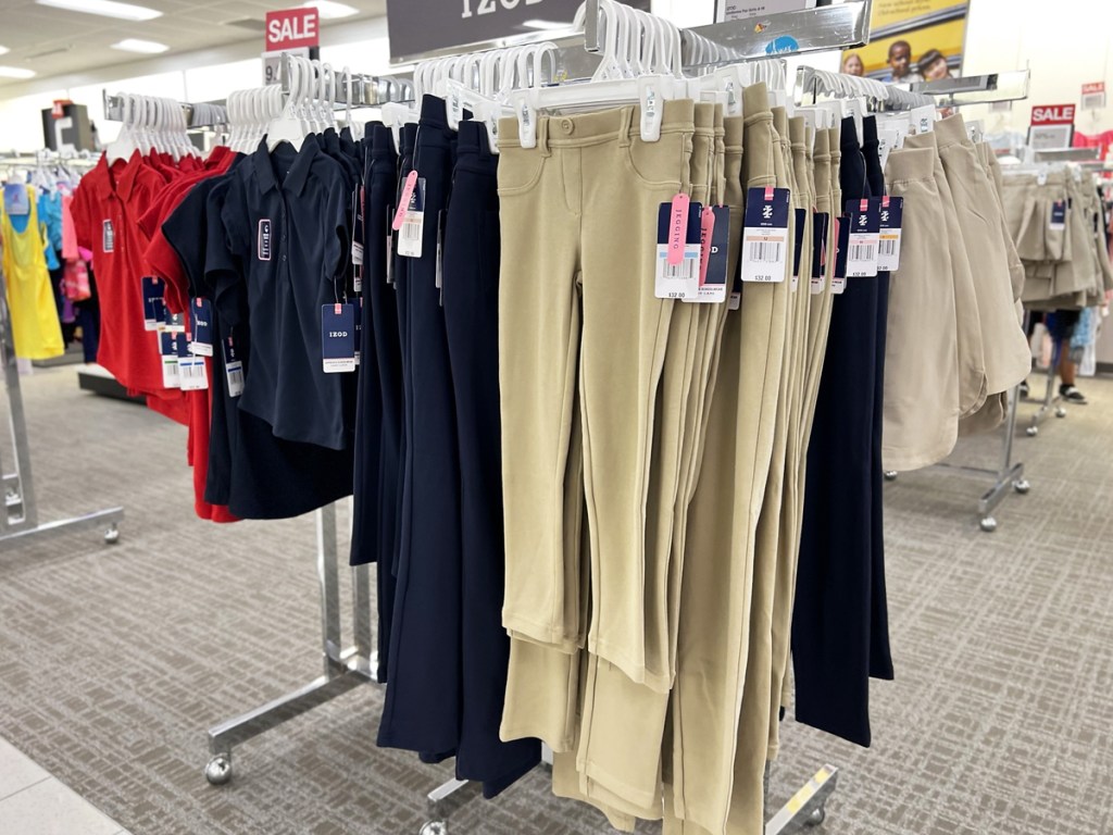 display of IZOD Girls Stretch Jeggings in store