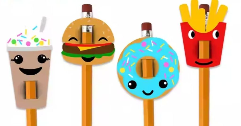 food pencil toppers on pencils