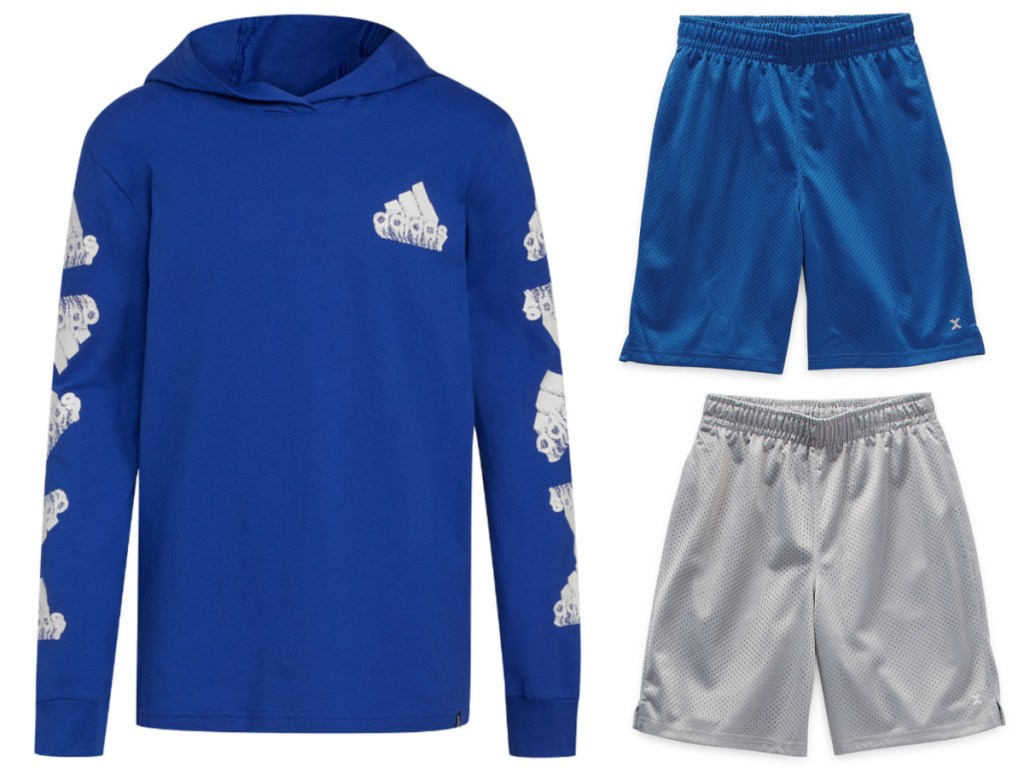 adidas hoodie + shorts