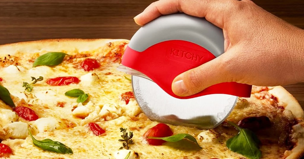 cutting pizza with cutter wheel
